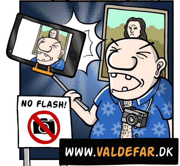 Tager billeder med flash, hvor der står, at man ikke må tage billeder med flash