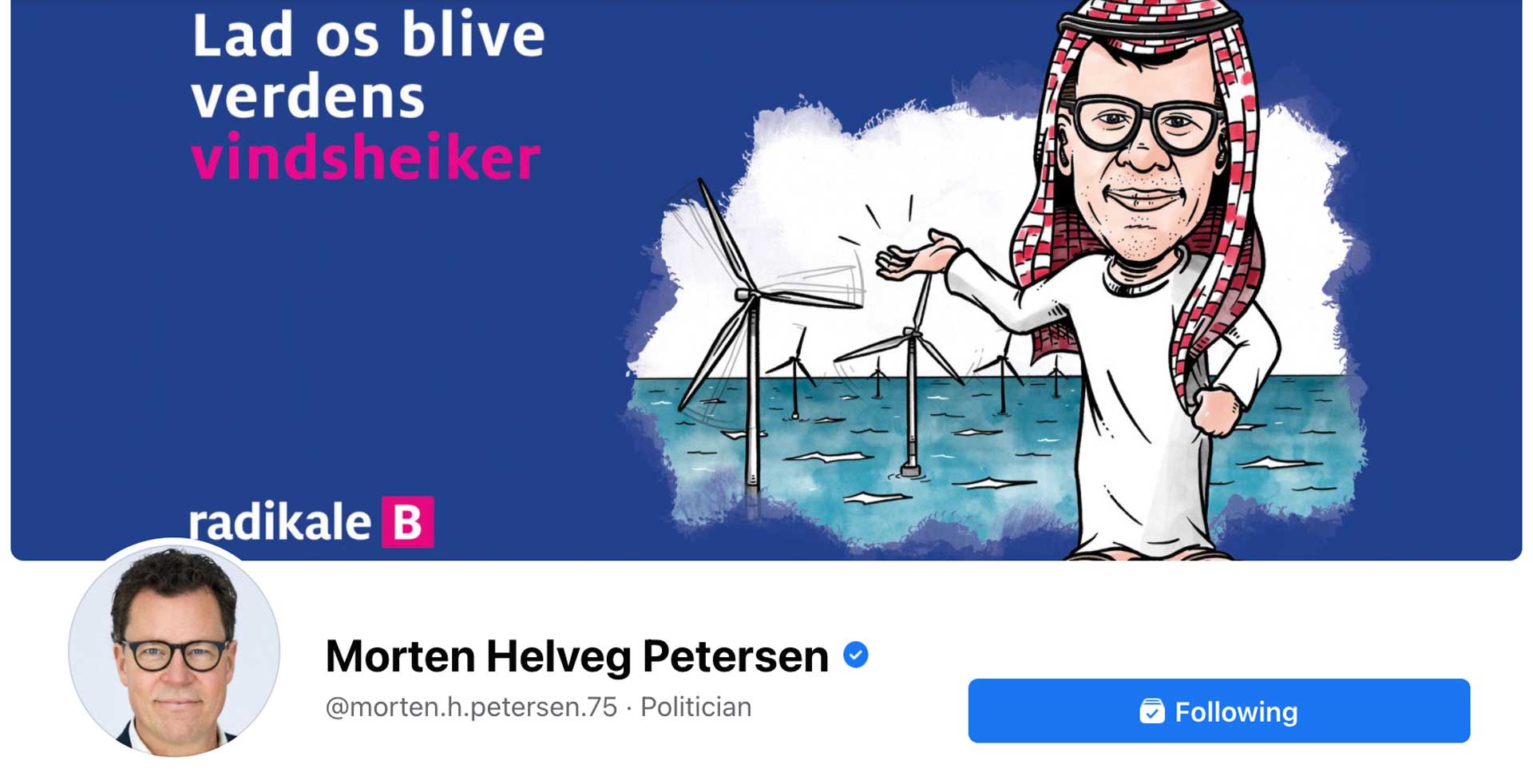 Radikales Morten Helveg benytter en af artikelillustrationerne som sit coverbillede på Facebook