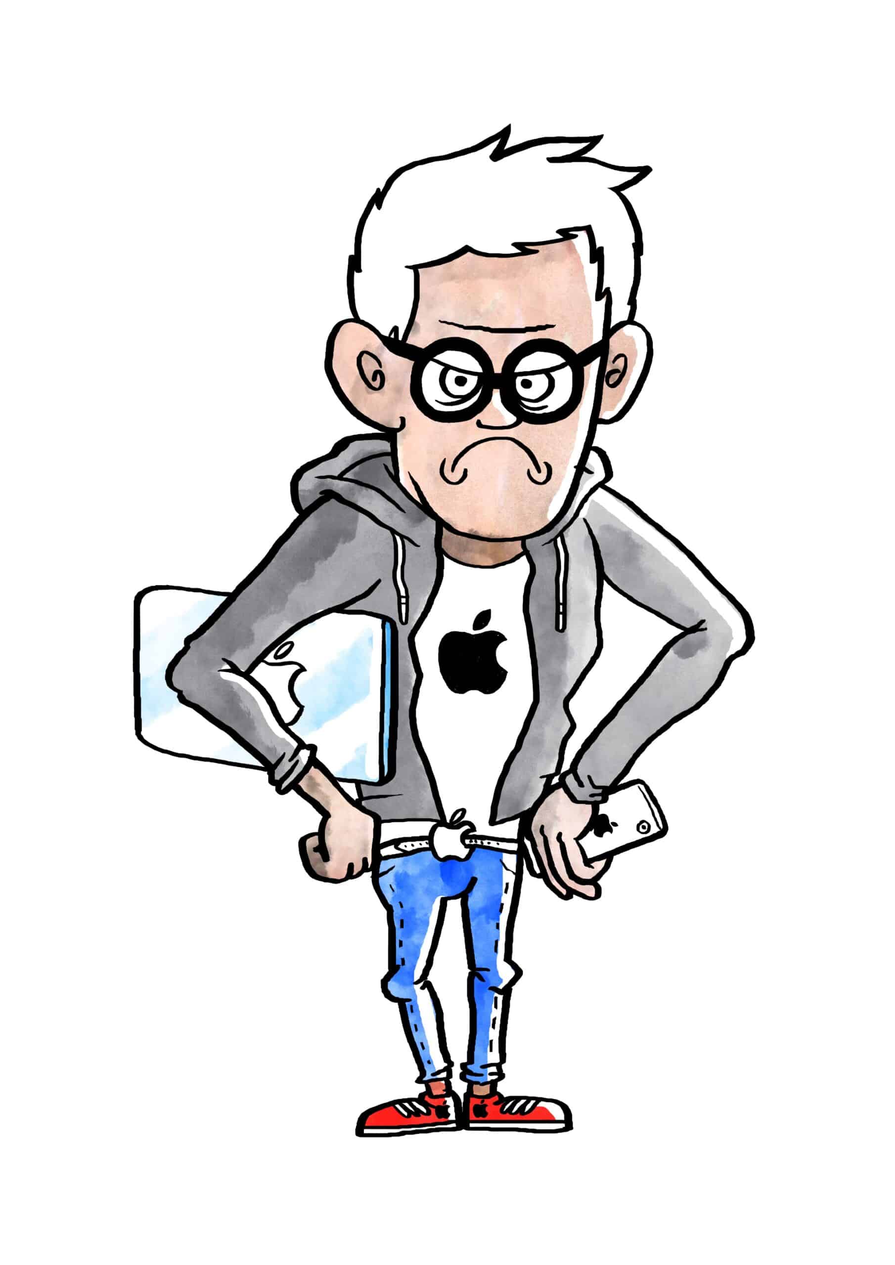 Apple Fanboy. Test-illustration til Metroxpress.
